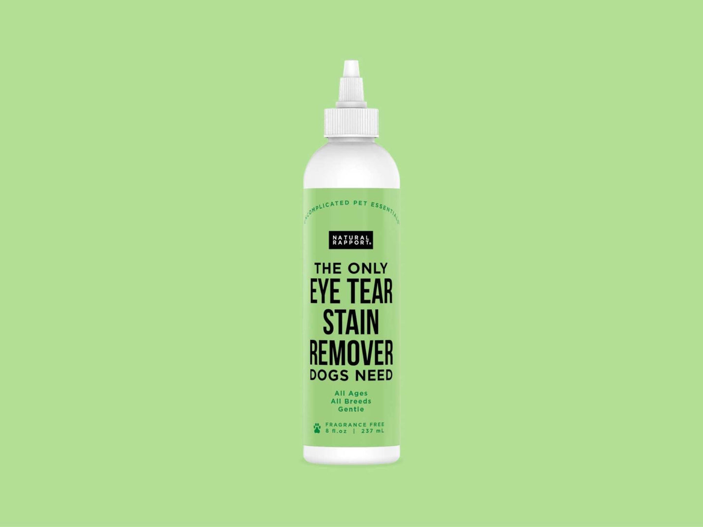 Natural Rapport gentle eye tear stain remover for dogs, 8 oz bottle with fragrance-free formula