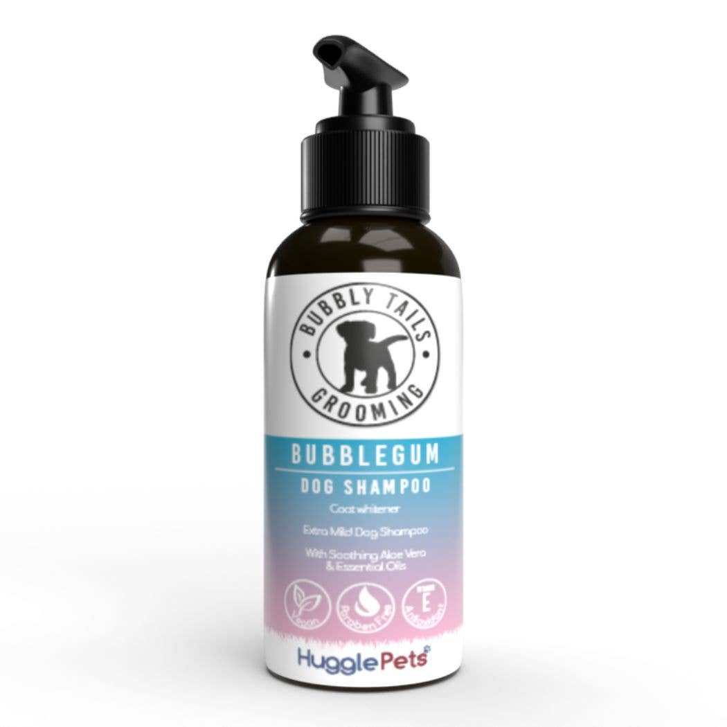 HugglePets Bubbly Tails Bubblegum Whitening 2-in-1 dog shampoo with aloe vera and vitamin E for silky, fresh coat