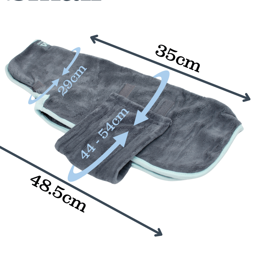 Henry Wag Dog Drying Coat, absorbent microfibre, dimensions 35cm back x 44-54cm chest, 50% off.