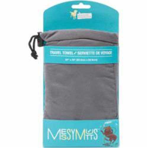 Messy Mutt microfibre dog towel in gray with travel pouch for quick drying and convenience