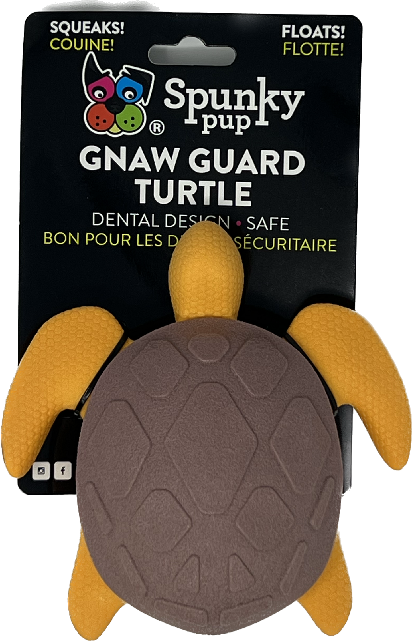 Gnaw Guard Squeakers Dog Toy in Turtle shape by Spunky Pup.