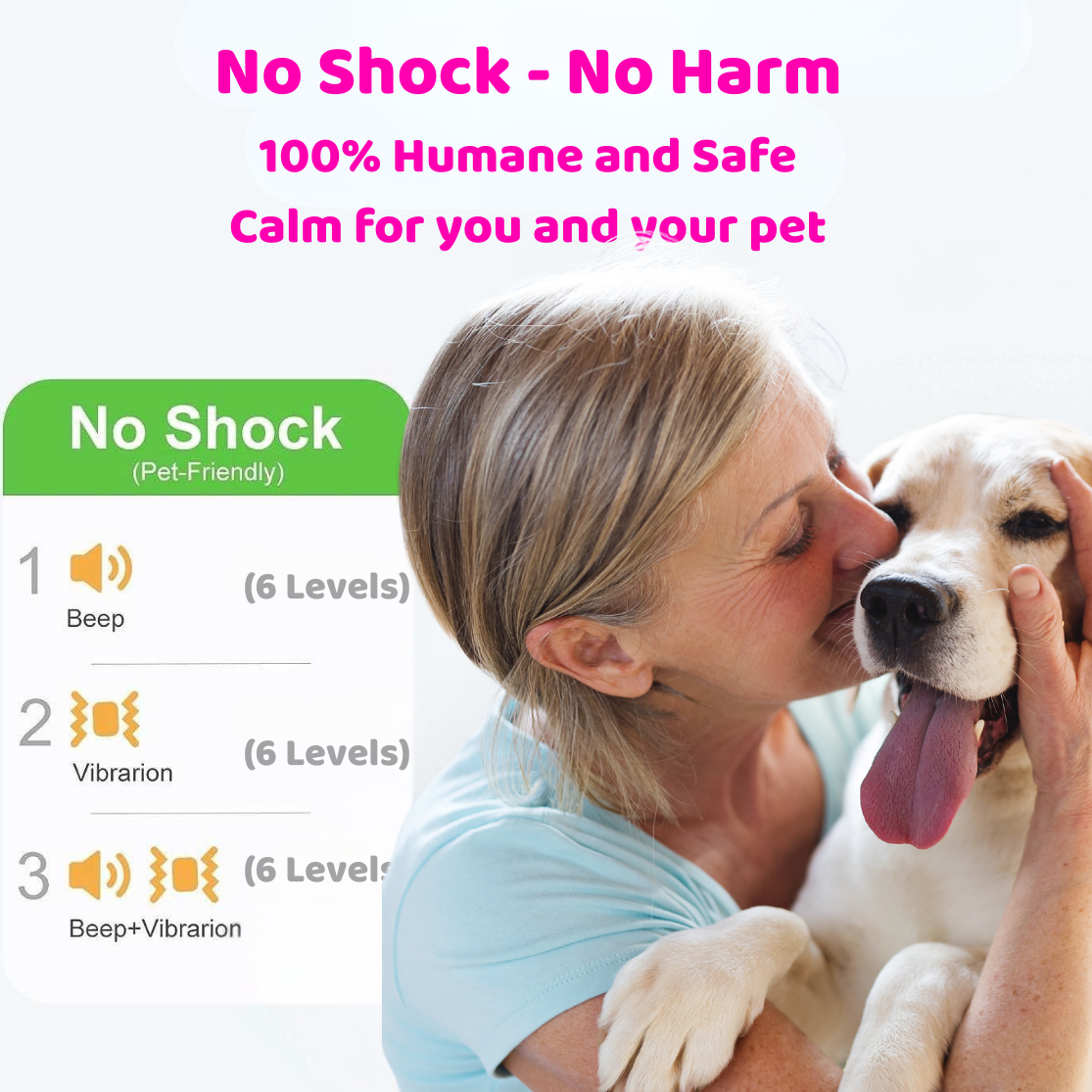 Small dog barking collar with no-shock sound and vibration training for humane bark control