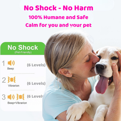 Small dog barking collar with no-shock sound and vibration training for humane bark control
