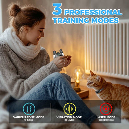 Advanced Remote Cat Trainer with tone, vibration, and laser modes for effective cat behavior correction