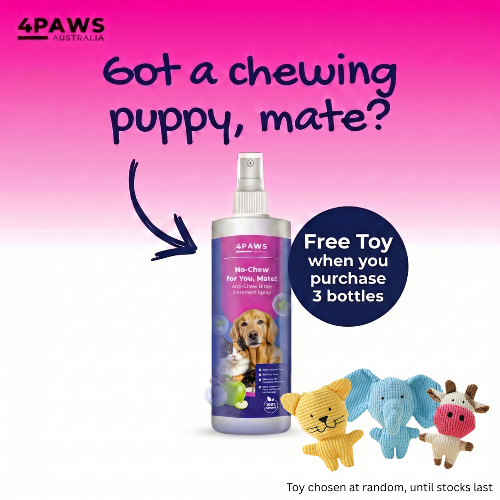 Bottle of No Chew for you, Mate! Anti-Chew Bitter Deterrent spray for cats and dogs preventing chewing behavior