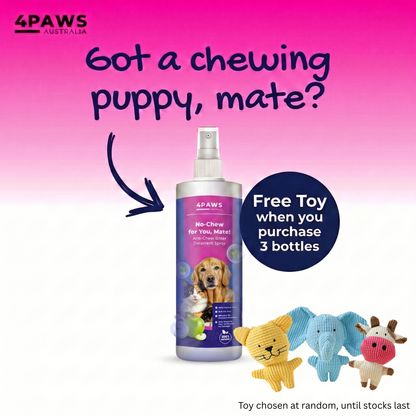 Bottle of No Chew for you, Mate! Anti-Chew Bitter Deterrent spray for cats and dogs preventing chewing behavior