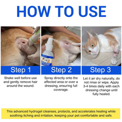 Oimmal cat wound healing aid antimicrobial hydrogel spray for fast soothing and protection of minor cat wounds