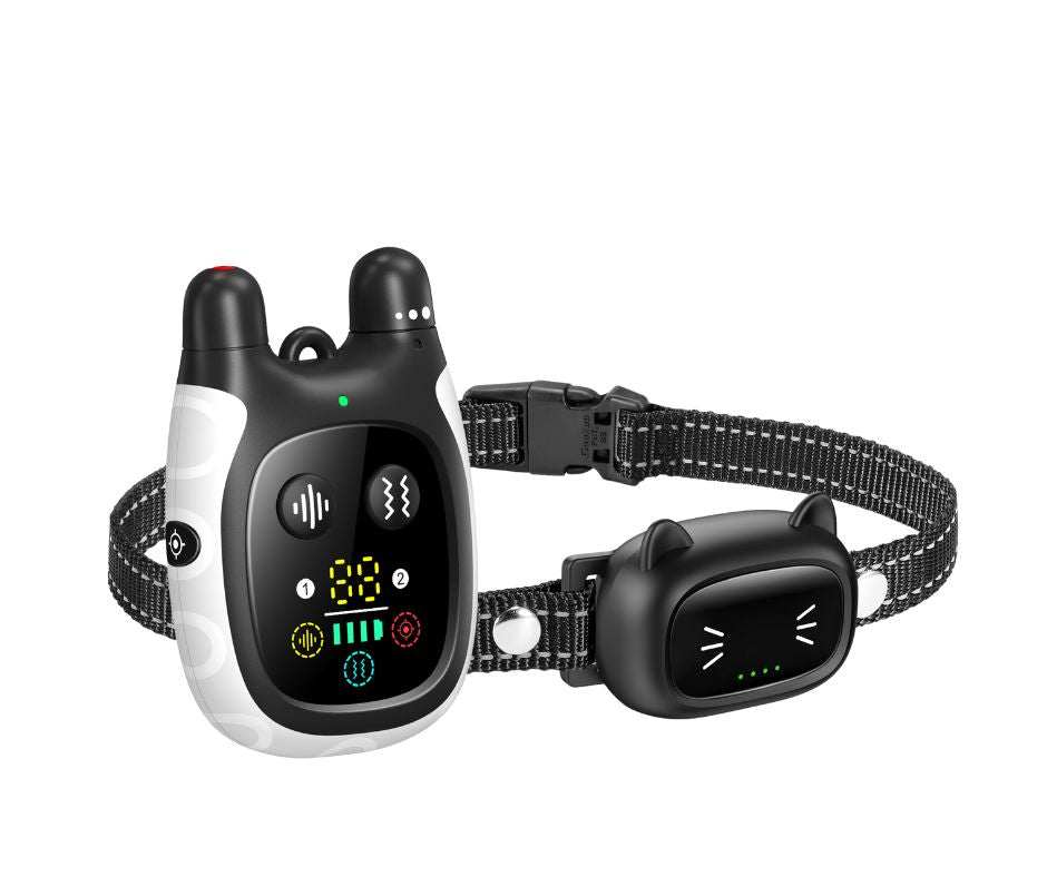 Advanced Remote Cat Trainer with tone, vibration, and laser play modes and lightweight cat collar tracker