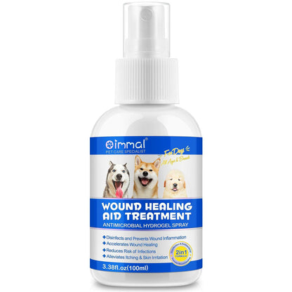 Oimmal antimicrobial hydrogel spray for dog wound care and healing aid