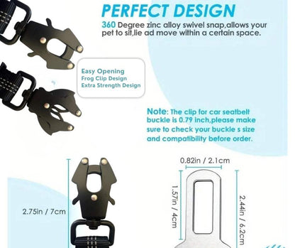 Double Dog Seatbelt with adjustable Y-shape design, reflective stitching, and elastic bungee for safe and comfortable car rides