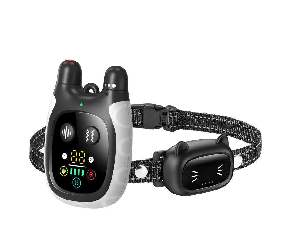 Advanced Remote Cat Trainer with laser play and vibration modes on black adjustable collar