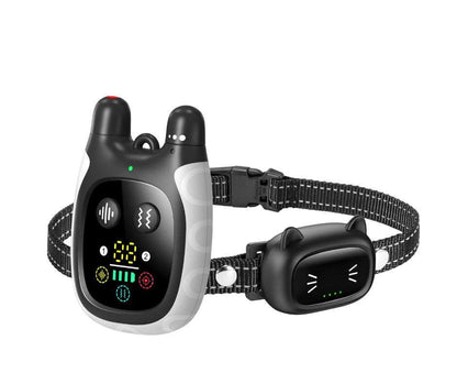 Advanced Remote Cat Trainer with laser play and vibration modes on black adjustable collar