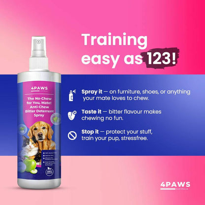 4PAWS No-Chew Anti-Chew Bitter Deterrent Spray for puppy chewing deterrent on furniture and shoes
