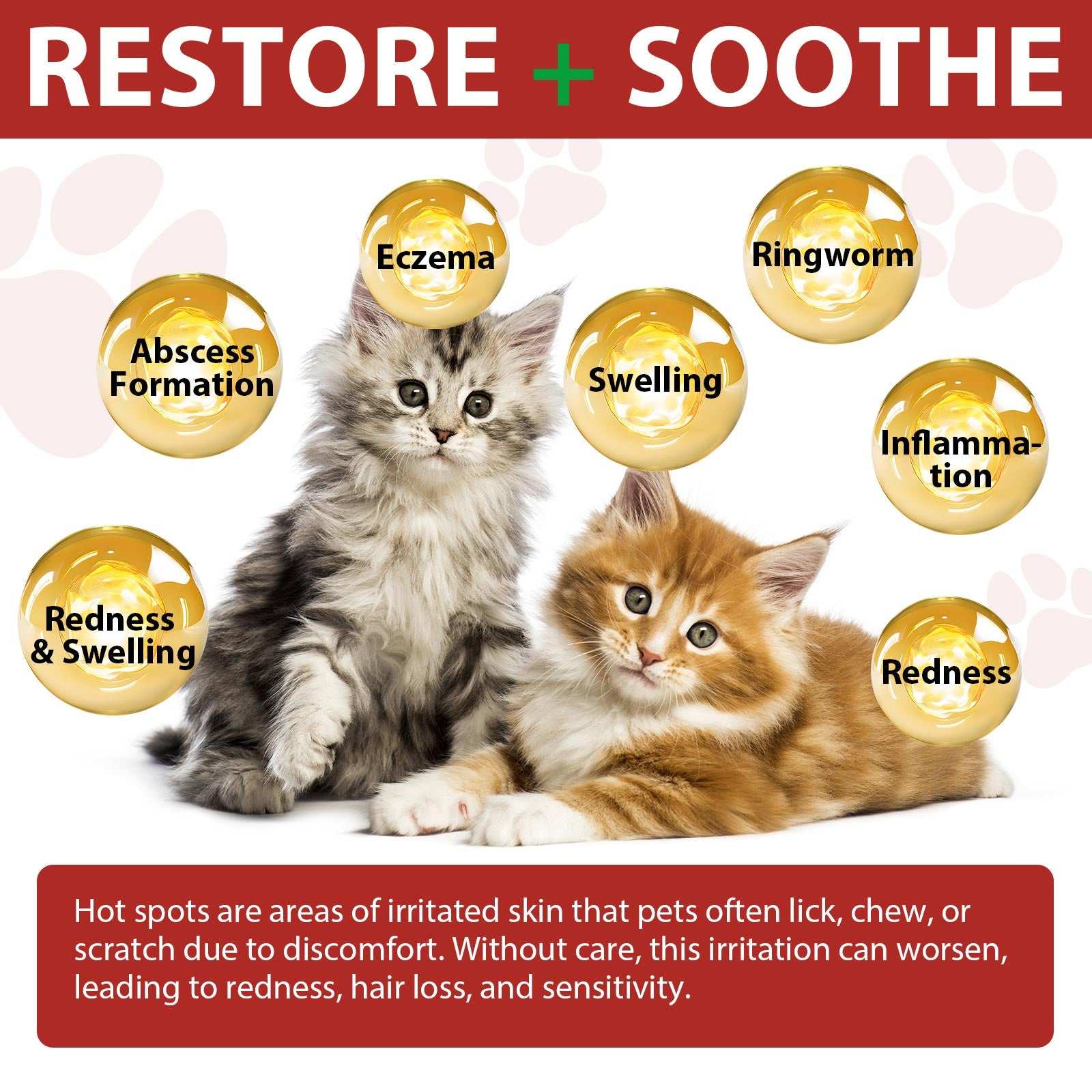 Oimmal Hot Spot Relief Spray for cats with Aloe Vera and Quantum Silver soothing irritated skin, redness, swelling, eczema, and inflammation