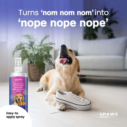 No-Chew for you Mate! Anti-Chew Bitter Deterrent Spray for preventing puppy chewing on shoes and furniture with safe, bitter formula