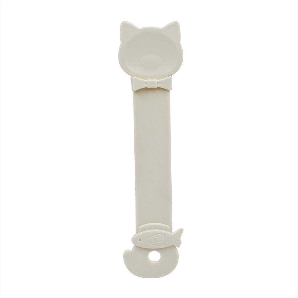 Cat Strip Spoon Feeder in cheerful colors with fixed ring buckle and safe, smooth design for clean, mess-free cat treat feeding