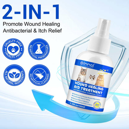 Oimmal Cat Wound Healing Aid antimicrobial hydrogel spray for fast, soothing minor wound and skin care