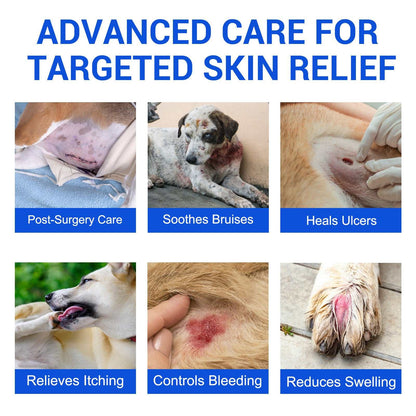 Dog wound care spray for post-surgery, bruises, ulcers, itching, bleeding, and swelling relief