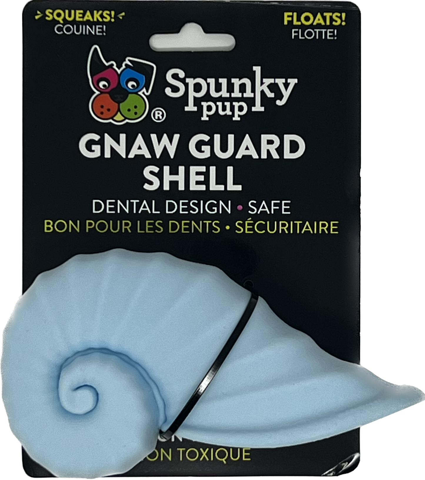 Gnaw Guard Squeakers Dog Toy Shell in light blue color, dental chew toy for dogs.