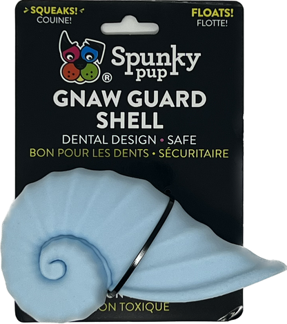 Gnaw Guard Squeakers Dog Toy Shell in light blue color, dental chew toy for dogs.