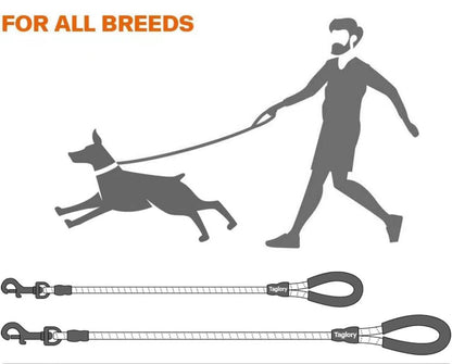 Single bungee rope leash for dogs with padded handle and 360° swivel clasp
