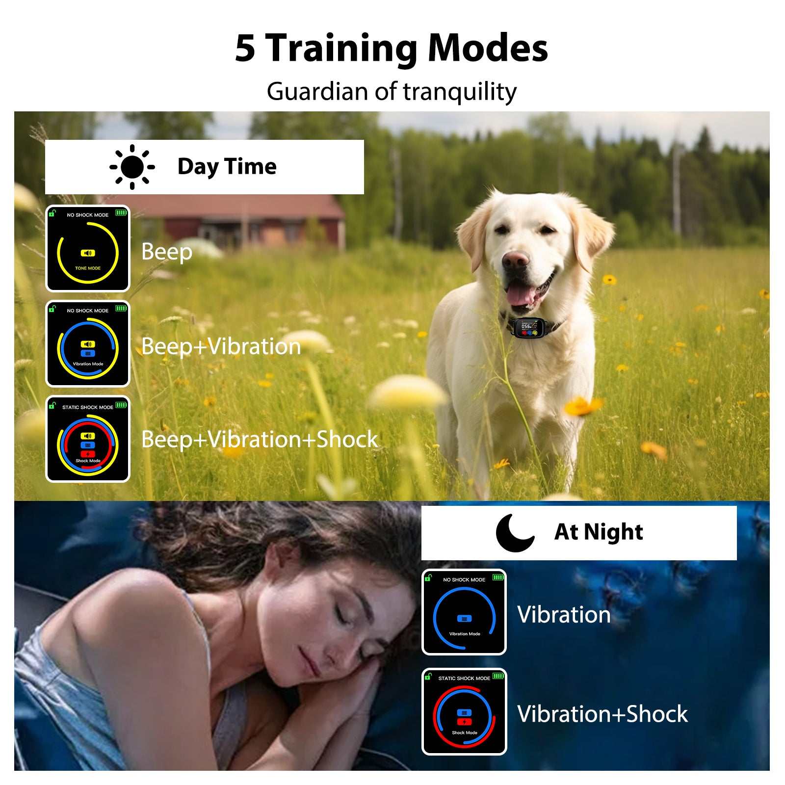Smart automatic bark control dog collar B630 Plus with USB-C rechargeable and adjustable strap