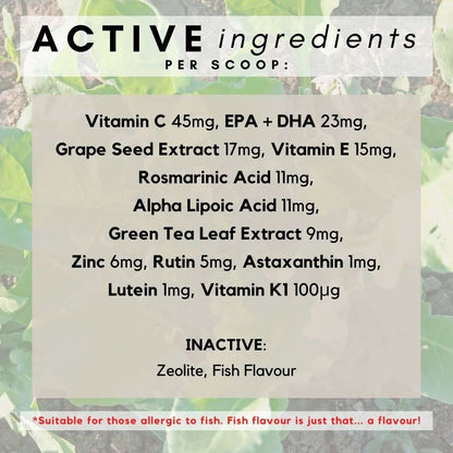 PetzPark Eye Support for Cats powder with antioxidants and vitamins to promote feline eye health and deter cataracts.