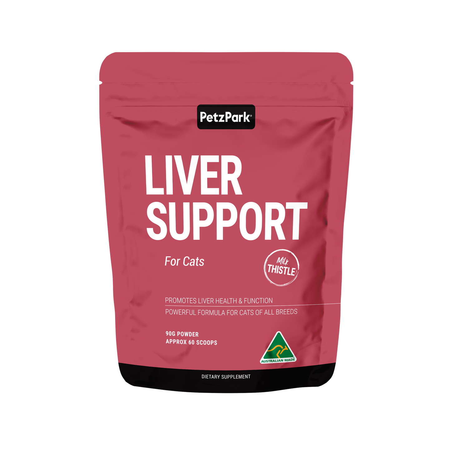 PetzPark Liver Support powder for cats with milk thistle, grain-free formula promoting liver health and detoxification