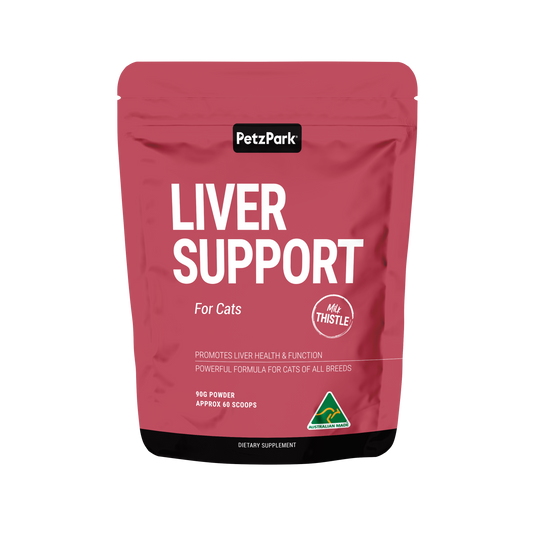 PetzPark Liver Support powder for cats with milk thistle, grain-free formula promoting liver health and detoxification