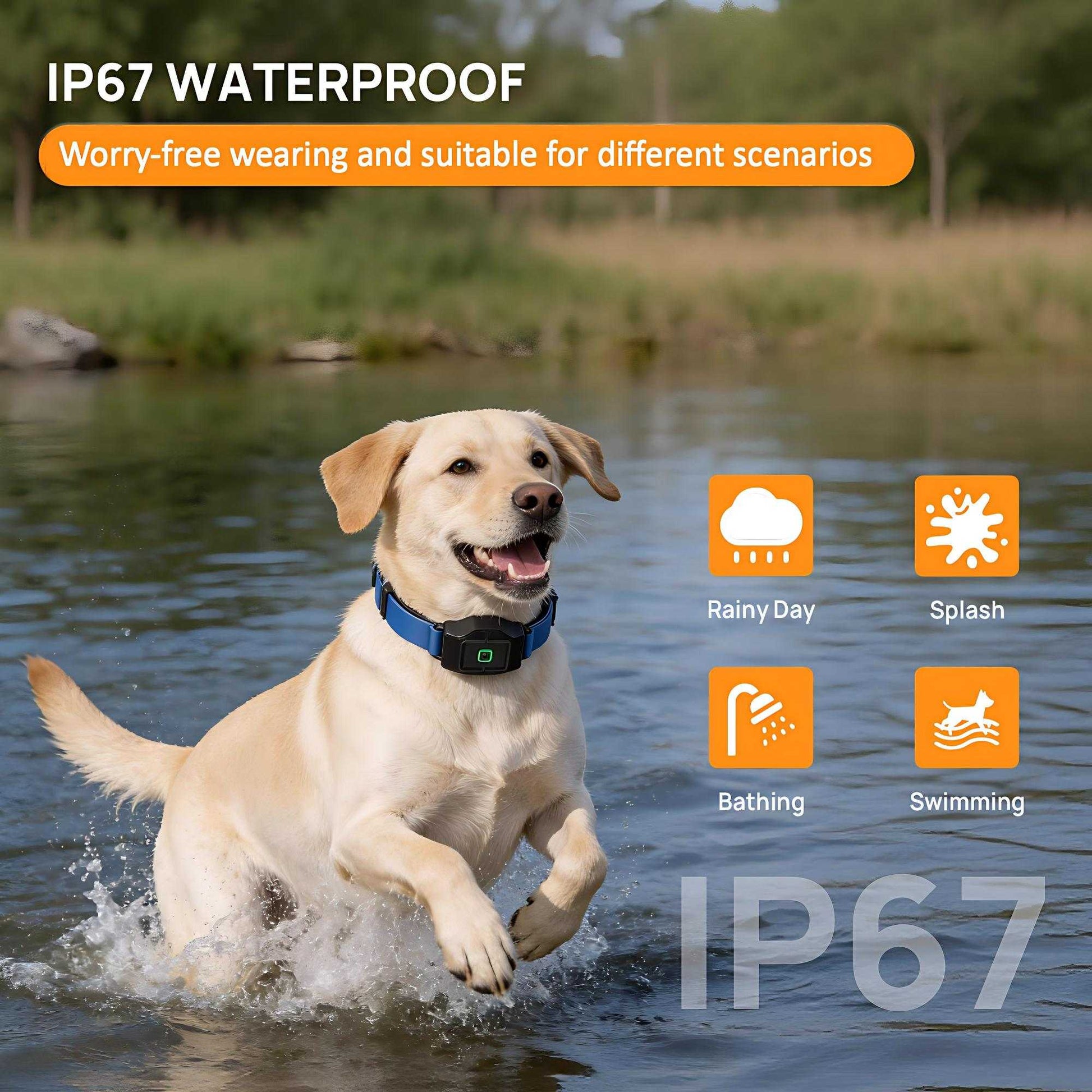 GPS wireless dog fence collar with app and rechargeable waterproof receiver