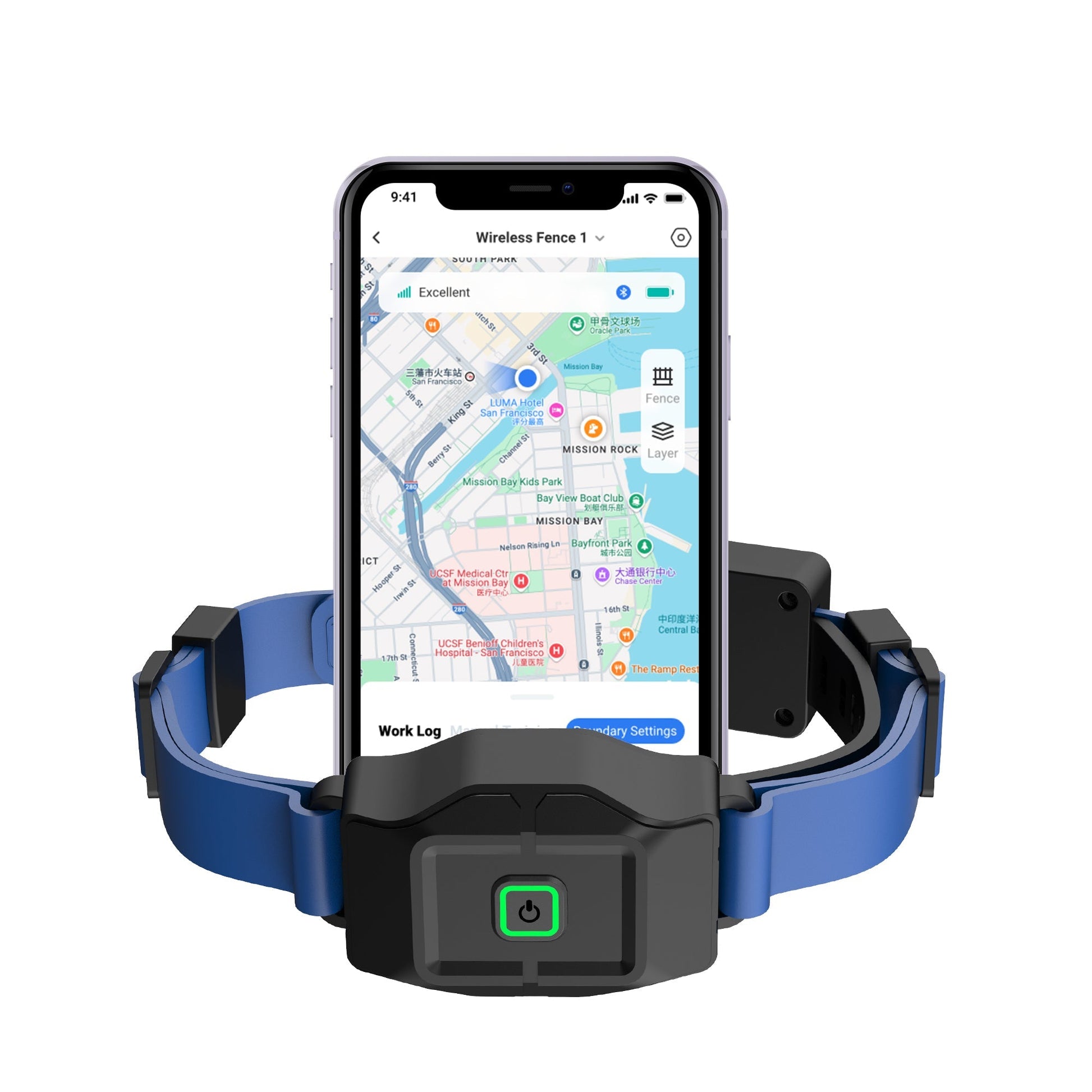 GPS wireless dog fence collar with rechargeable waterproof design and app-controlled virtual boundary settings