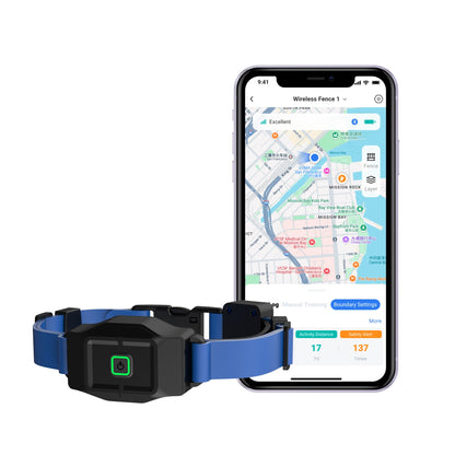 GPS wireless dog fence collar with rechargeable waterproof design and app-based virtual fence customization