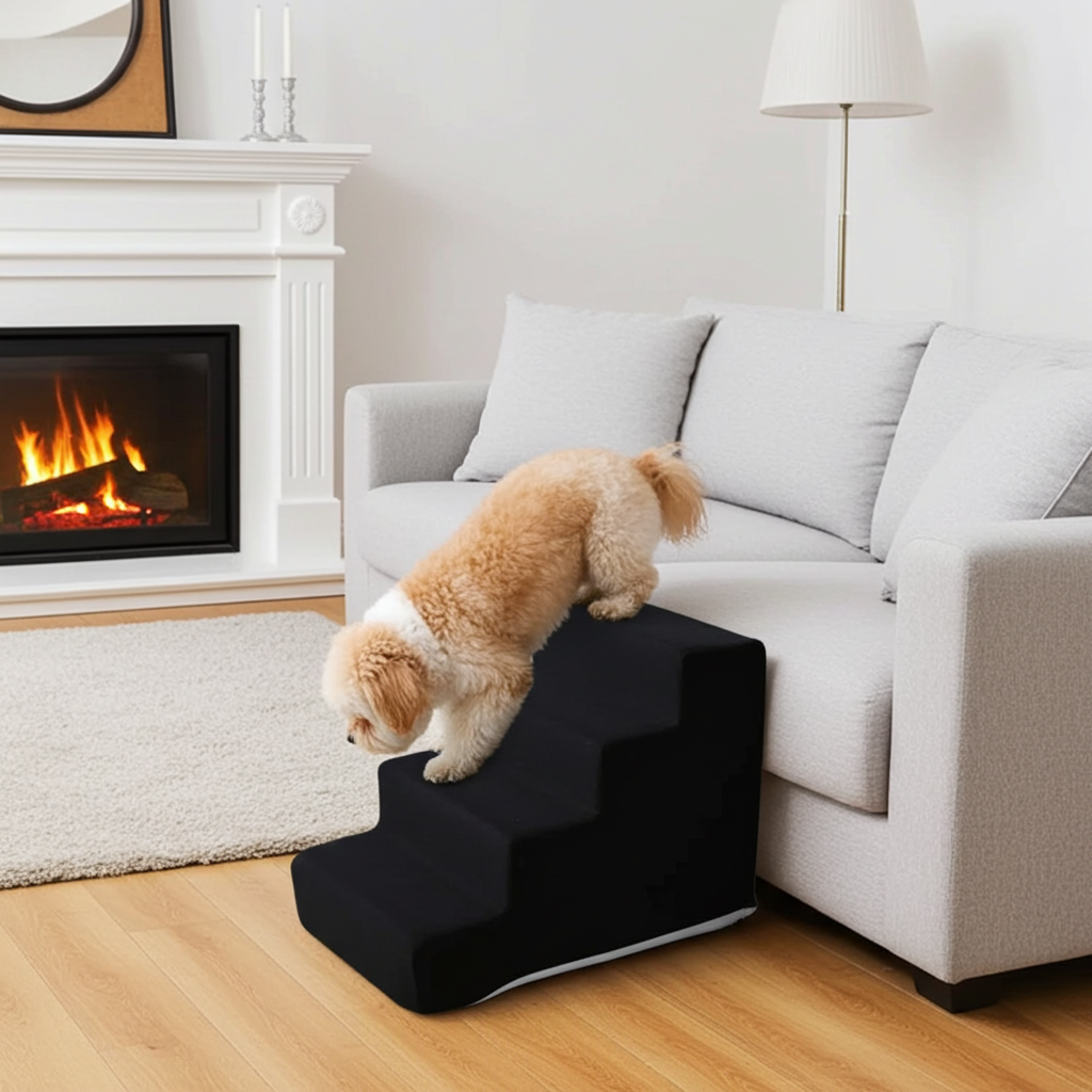Anti-slip washable pet stairs for small dogs and cats with removable cover for safety and easy cleaning