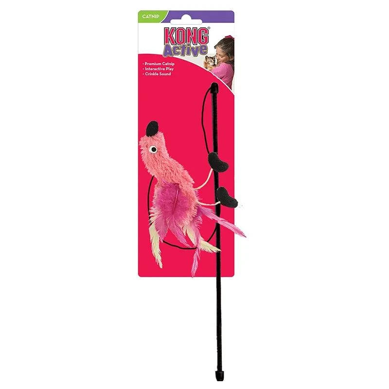 KONG Active Feather Teaser Catnip Cat Toy with bright feathers and crinkle sound.