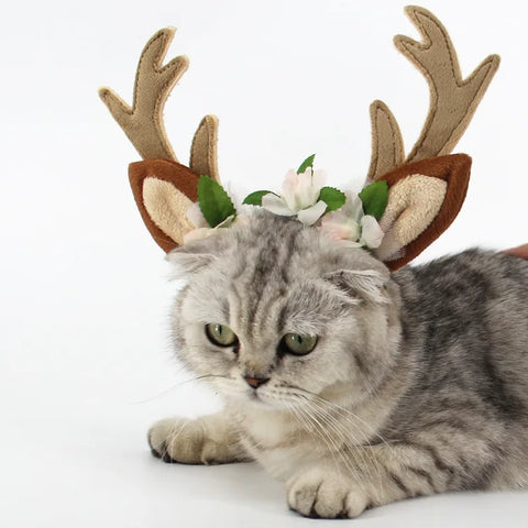 Cute Christmas Reindeer Horn Pet Headband