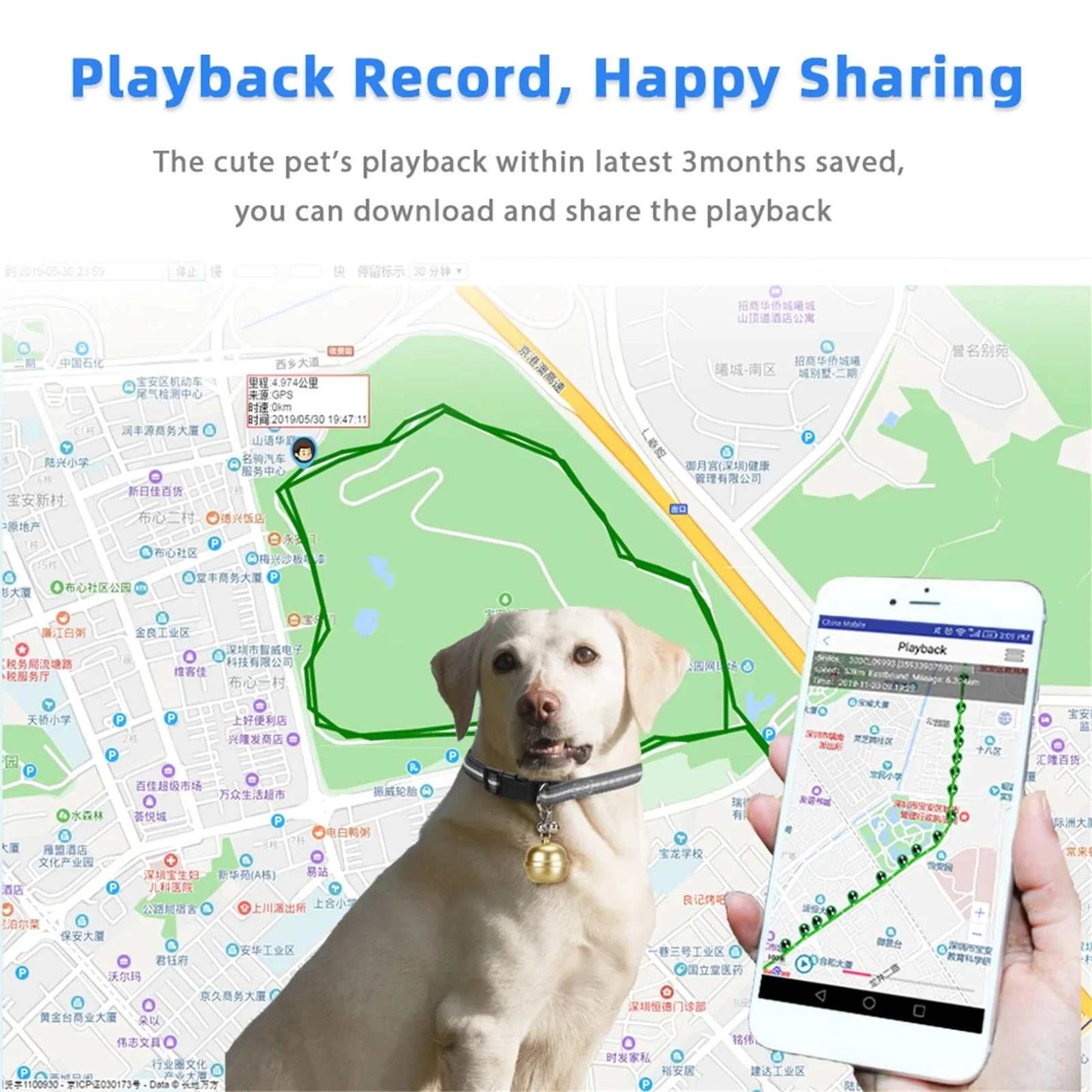 Pet GPS Smart Pet Bell Locator Dog Cat