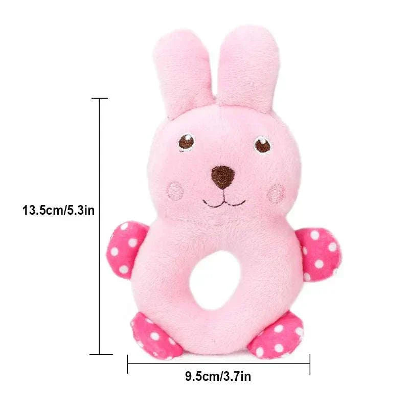Pink Rabbit Plush Chew Toy for Small Dogs and Puppies, Soft and Durable.