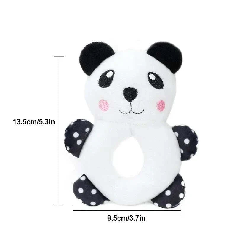 Cute panda plush chew toy for small dogs, puppies, and cats with soft texture and playful design.