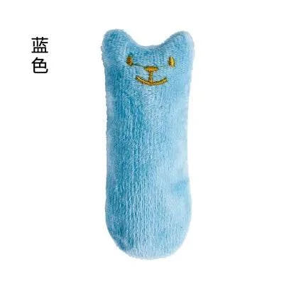Interactive Plush Kicker Cat Toy in blue with face design.
