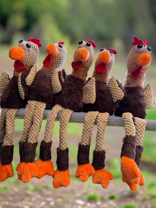 Plush squeaky chicken dog toys designed for interactive play.