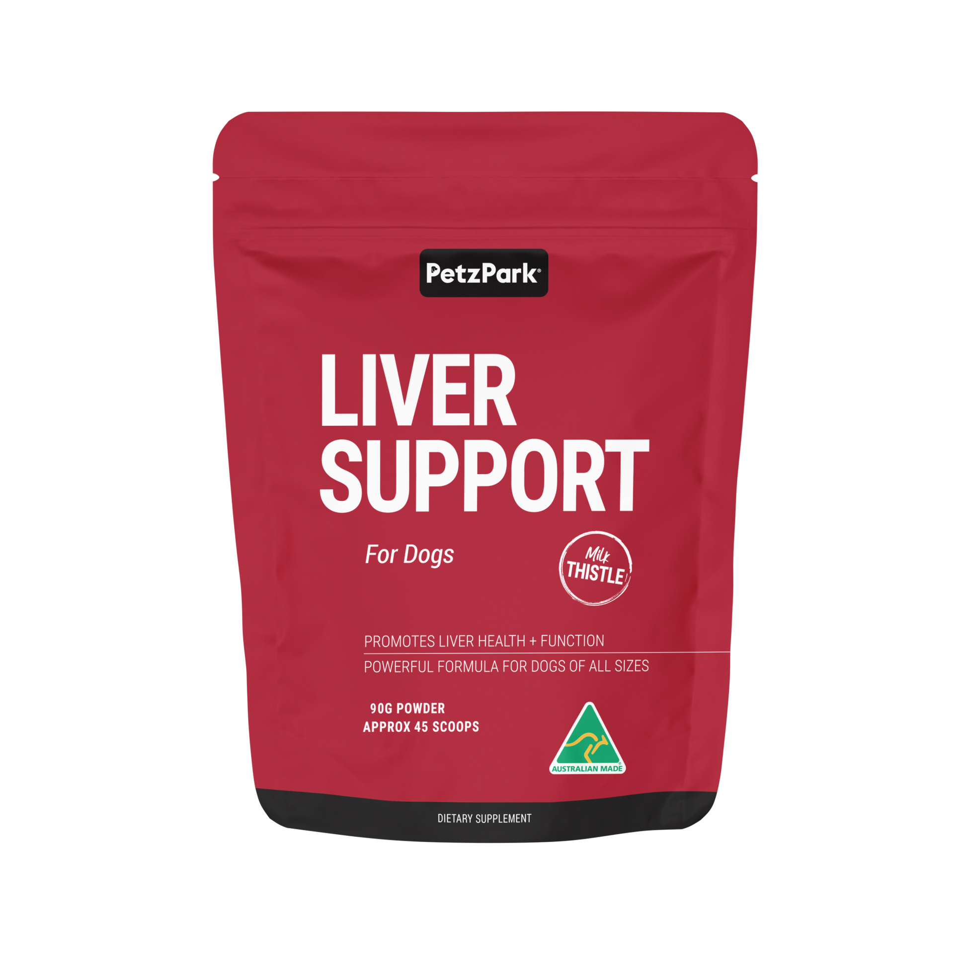 PetzPark Liver Support powder for dogs with milk thistle, Australian-made dietary supplement for liver health and function.