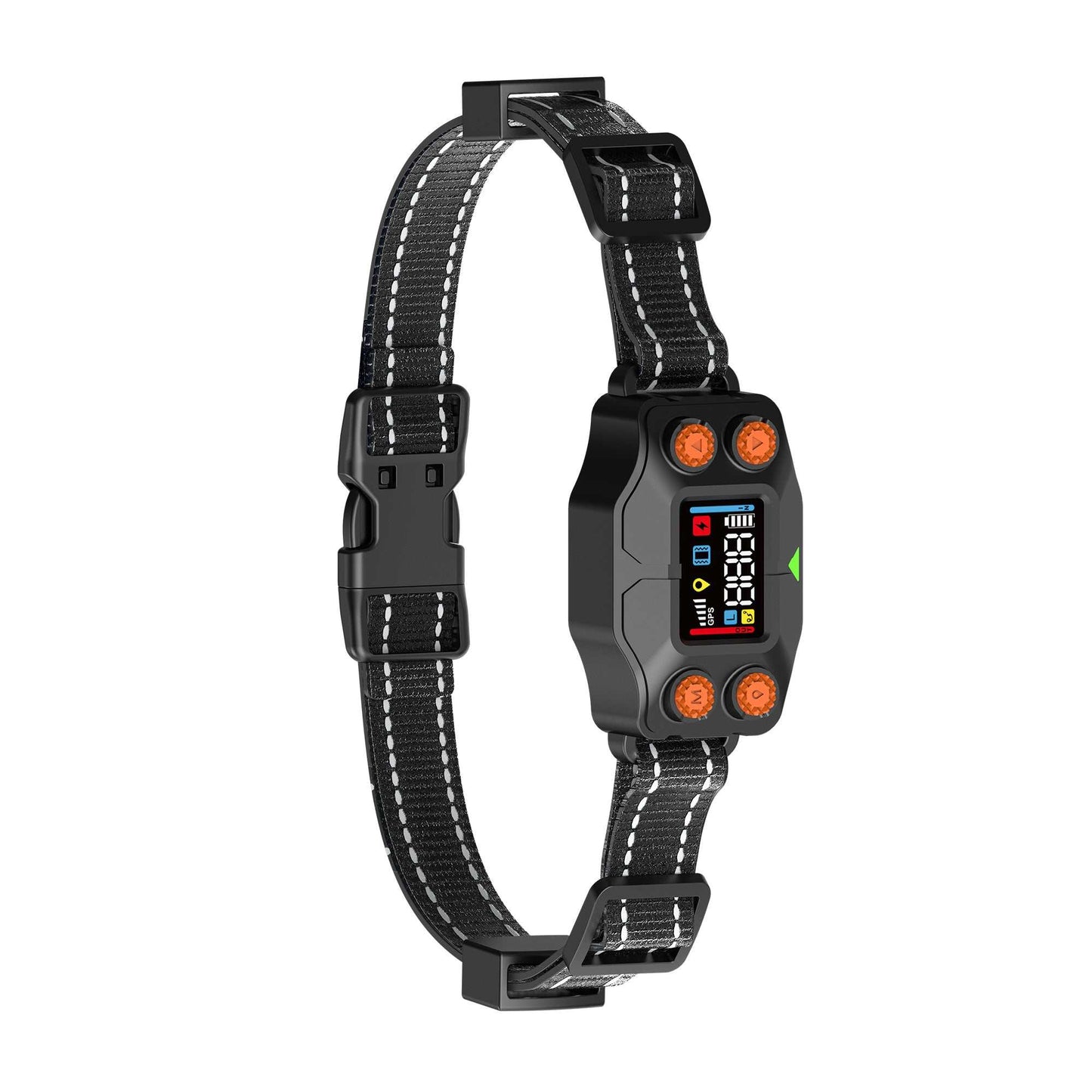 F830 GPS Wireless Dog Fence collar with adjustable black strap and digital display for pet containment