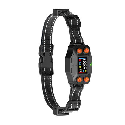 F830 GPS Wireless Dog Fence collar with adjustable black strap and digital display for pet containment