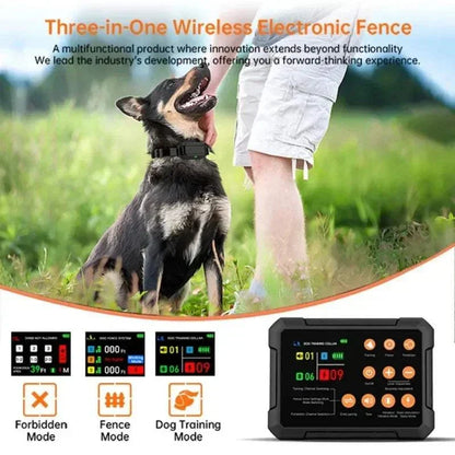 Three-in-One Wireless Dog GPS Fence with radar precision for indoor and outdoor training and boundary control
