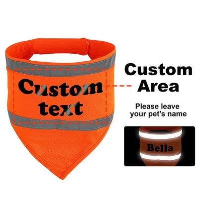 Reflective Dog Safety Bandana personalized with dog’s name for visibility and comfort during walks