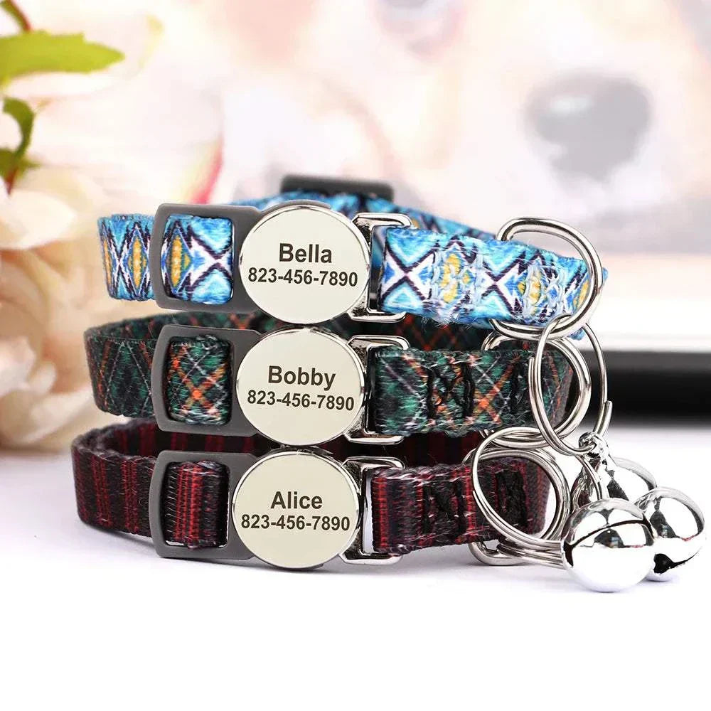 Personalised Adjustable Pet Collar for Cats Kittens and small dogs