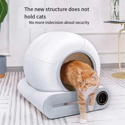 Self cleaning cat litter box with ionic deodorizer and app control, fully enclosed design for privacy.