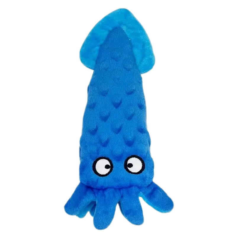 No stuffing squeaky crinkle plush bite-resistant blue dog toy.