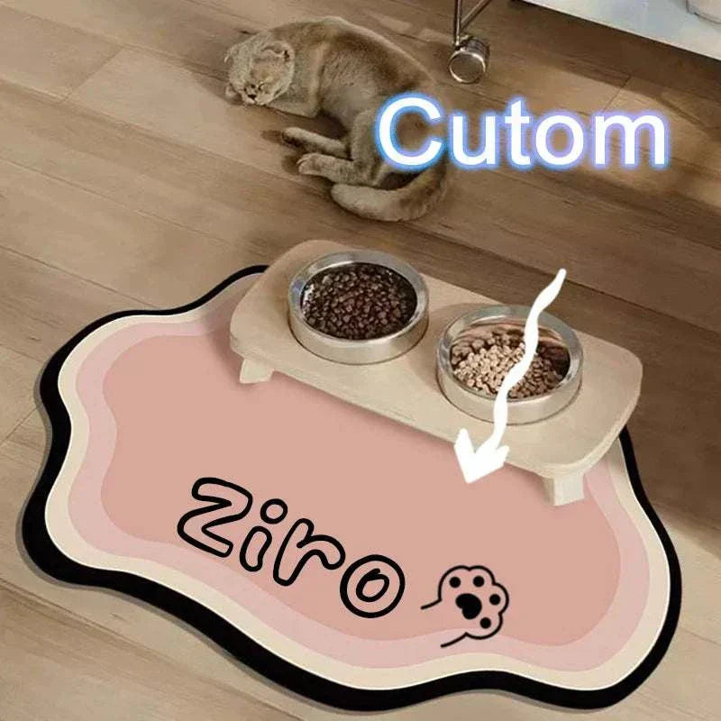 Personalised pet feeding mat made of diatom mud with non-slip, waterproof design and cute shape