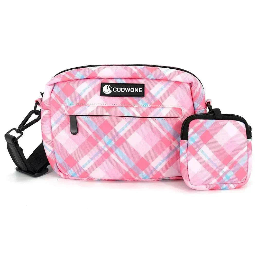 Pink waterproof dog training treat pouch with built-in poop bag dispenser.